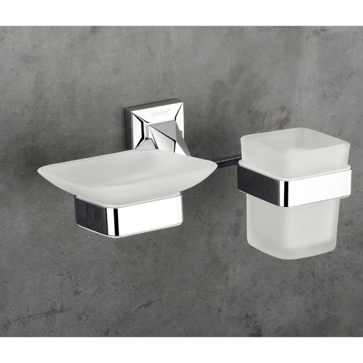 SBA-500314 SOAP DISH WITH TUMBLER HOLDER